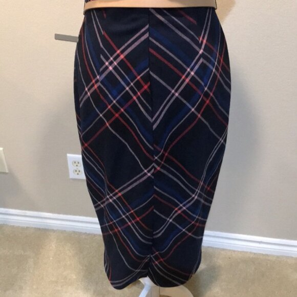 7th AVENUE By New York & Co. Sleeveless Navy Plaid Sheath Dress fully Lined-10 - Picture 6 of 13